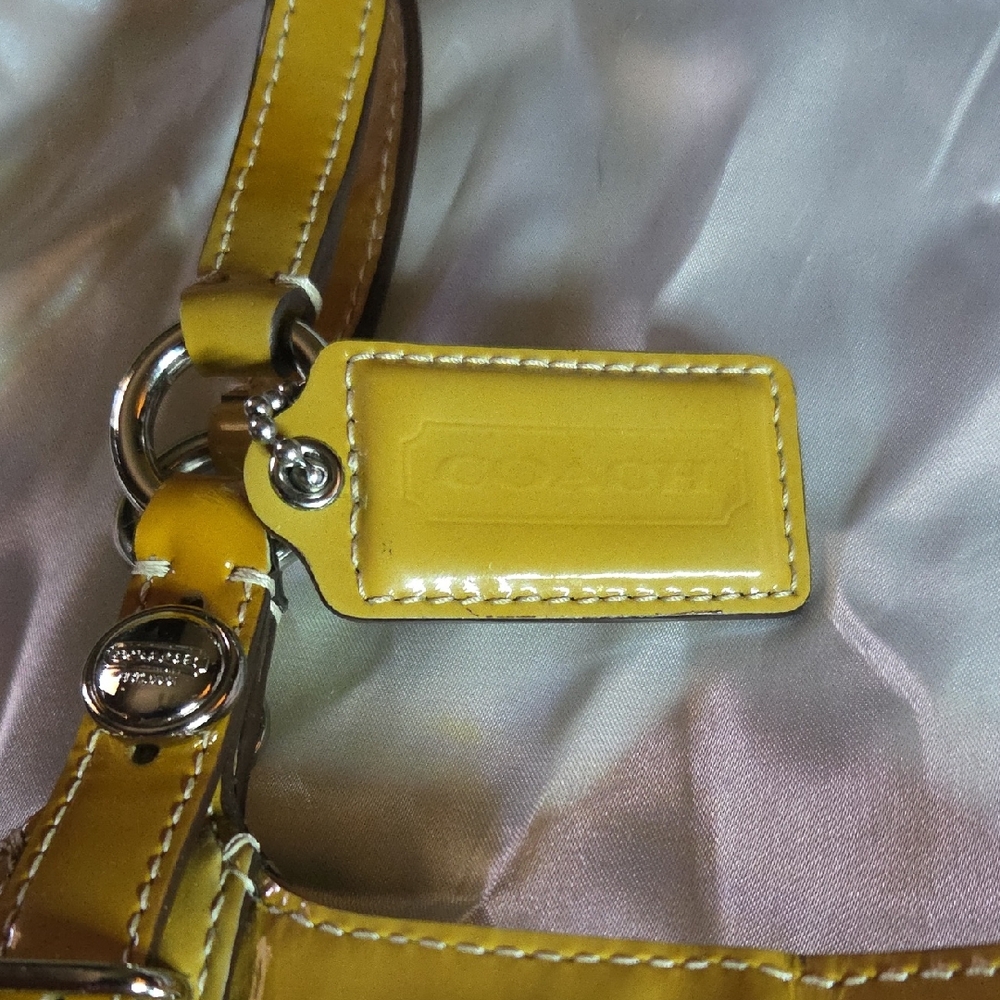 Coach Patent Leather Mustard Yellow Shoulder Bag